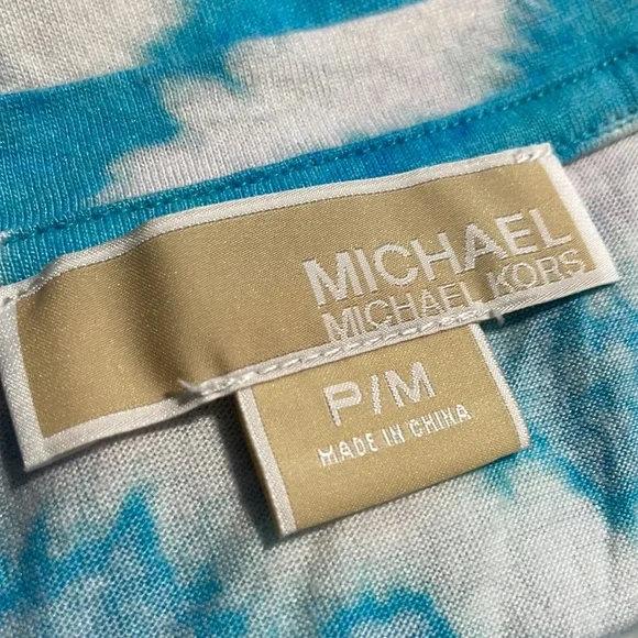 Michael by Michael Kors Teal & White Sequin Front Shirt - Picture 4 of 7